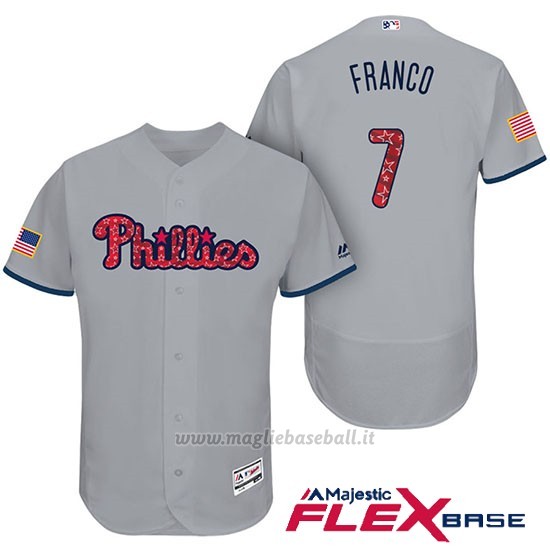 Maglia Baseball Uomo Philadelphia Phillies 2017 Estrellas y Rayas Maikel Franco Grigio Flex Base